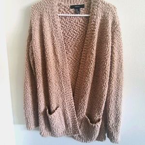 Forever 21 Brown Teddy Bear Cardigan w/ Pockets